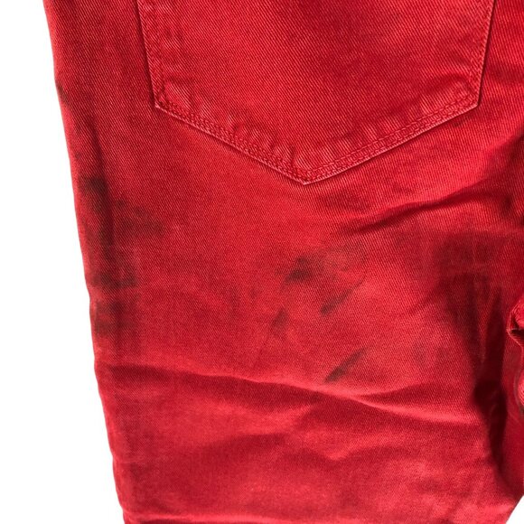 Paige Red Distressed Hoxton Ankle Skinny Jeans Size 30 - Picture 4 of 7